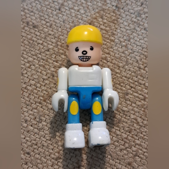 Playmobil Construction Worker White And Blue-Yellow Hard Hat Men at Work Figure - Picture 1 of 3